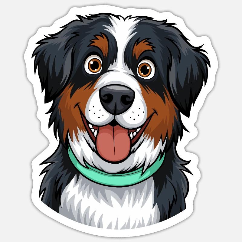 Portrait de bouvier bernois - Sticker taille S (10 x 10 cm) - blanc mat