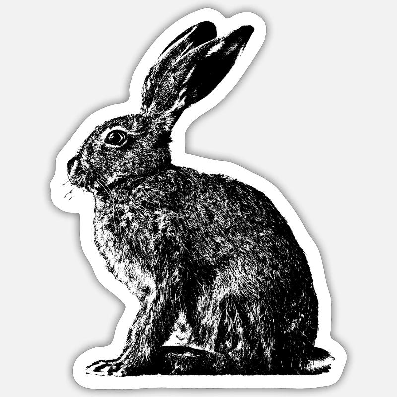 Rabbit / brown hare / Easter bunny ? - Sticker size S (10 x 10 cm) - white matte