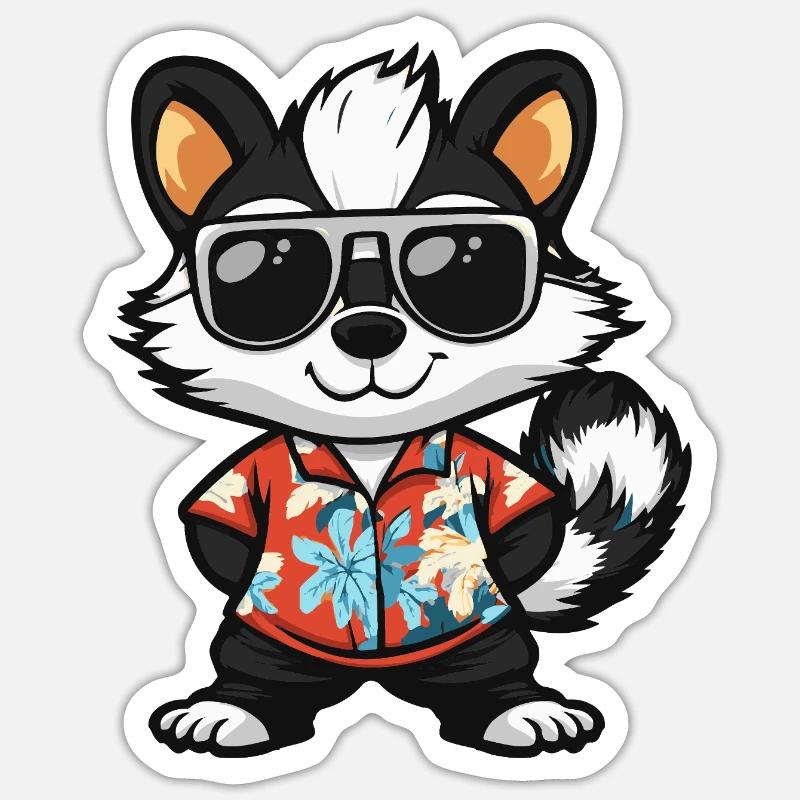 Skunk Cool Été - Sticker taille S (10 x 10 cm) - blanc mat