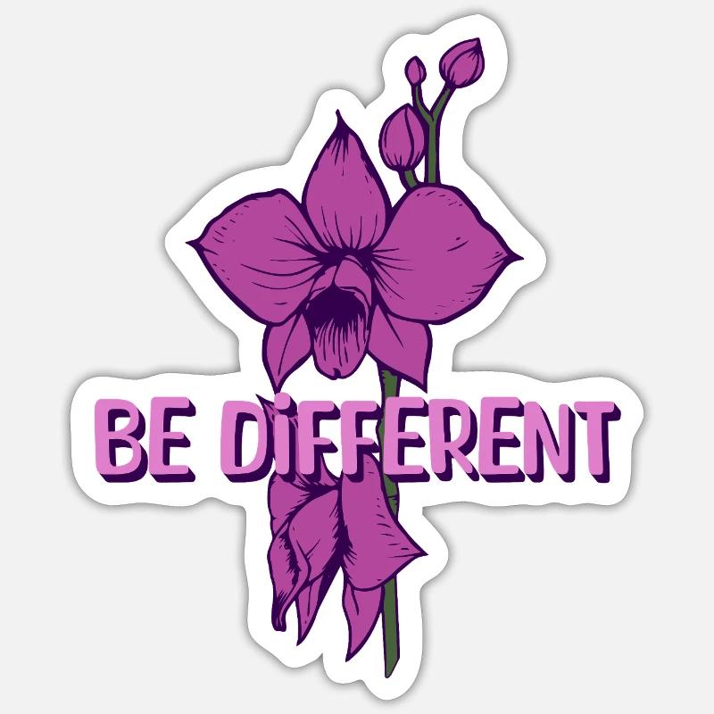 BE DIFFERENT - Orchidée Fleur Amour Positivité Sticker taille S (10 x 10 cm)