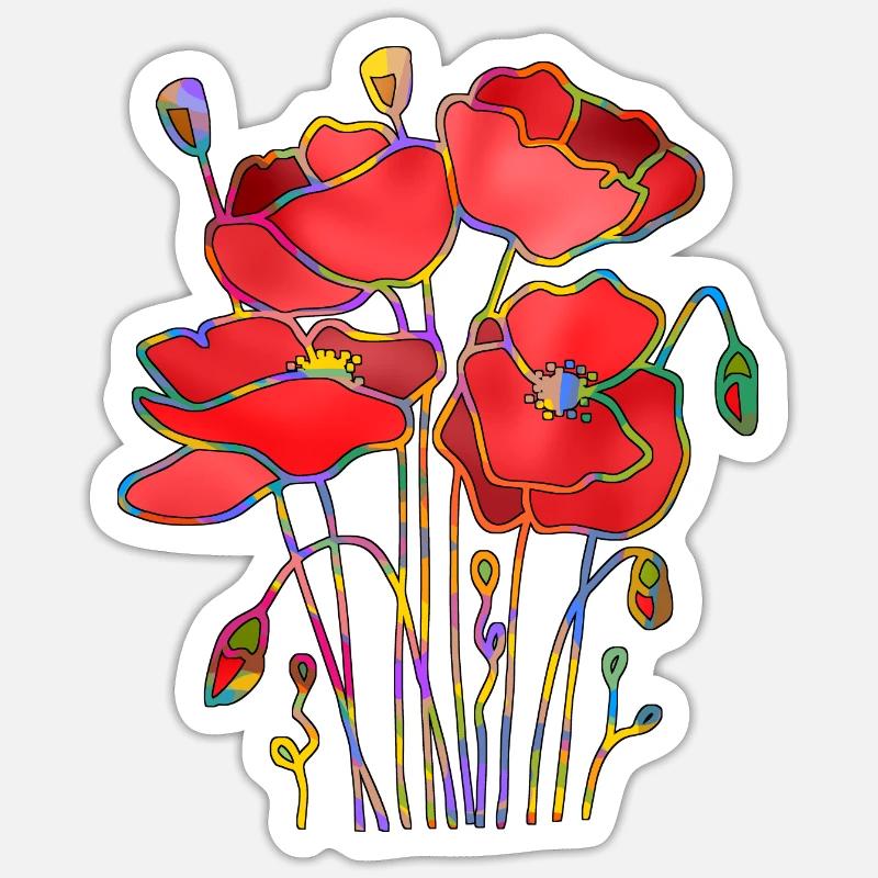 Blumen - Sticker Größe S (10 x 10 cm) - Mattweiß