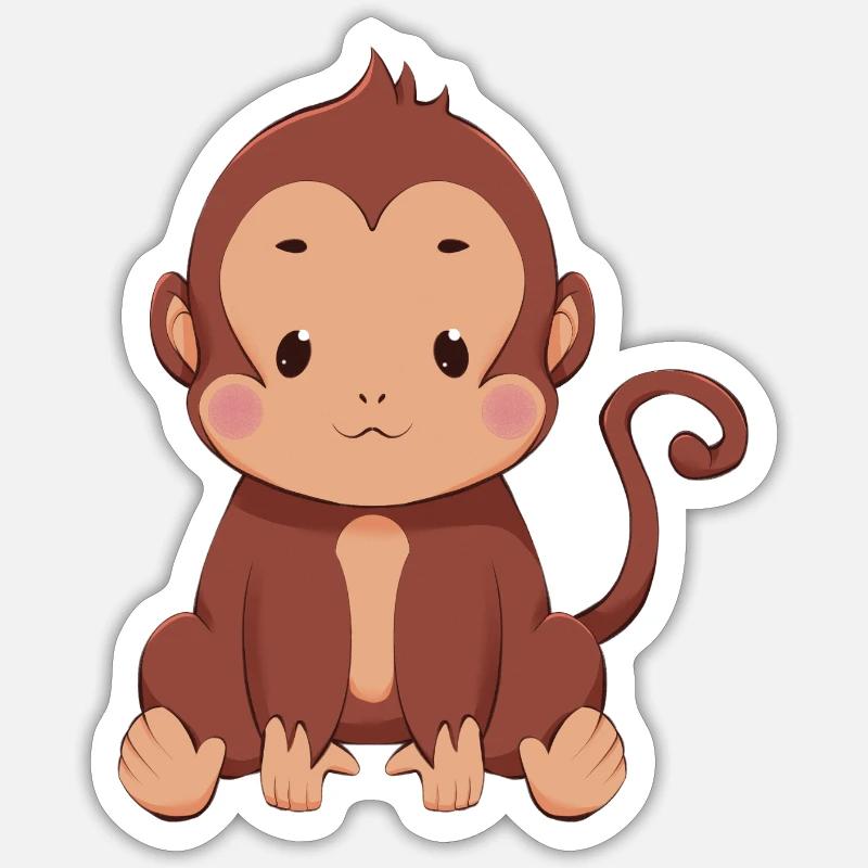 Affe - Sticker Größe S (10 x 10 cm) - Mattweiß