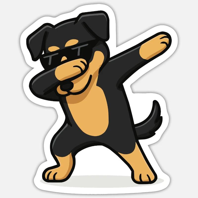 Bande dessinée canine Dabbing - Sticker taille S (10 x 10 cm) - blanc mat
