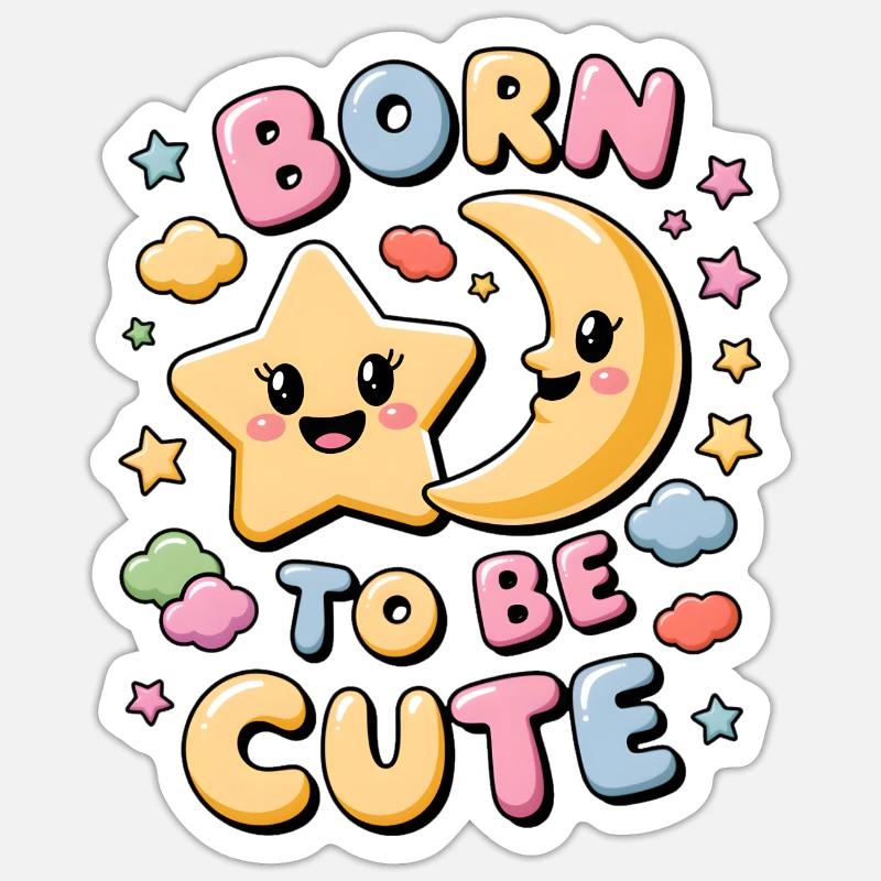 Né pour être mignon - Sticker taille S (10 x 10 cm) - blanc mat