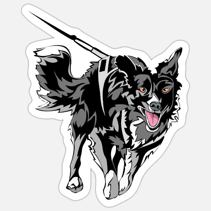 border collie running - Sticker taille S (10 x 10 cm) - blanc mat