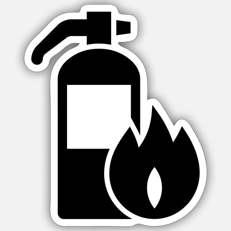 Pompier, Pompier, Extincteur - Sticker taille S (10 x 10 cm) - blanc mat