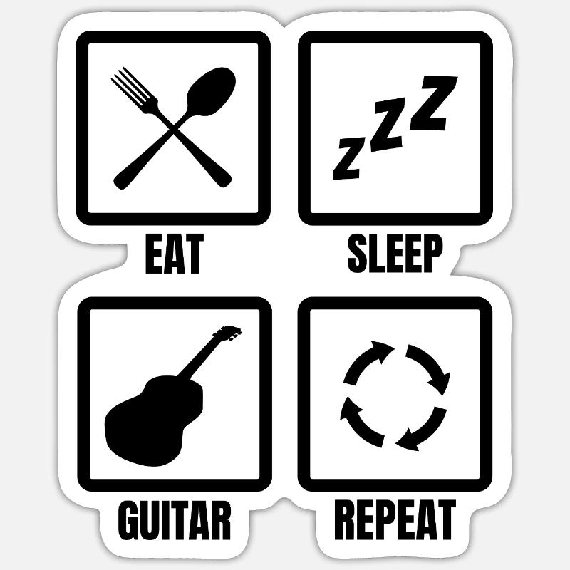 Routine du guitariste Sticker taille S (10 x 10 cm)