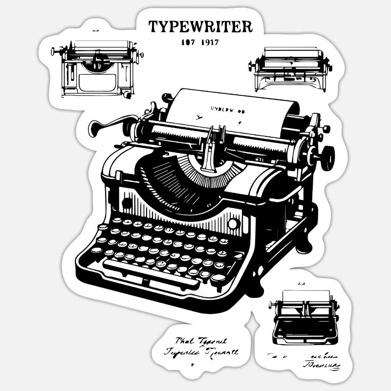 typewriter patent design Sticker size S (10 x 10 cm)