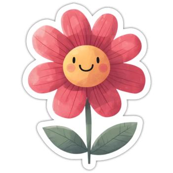 Conception de dessin animé de fleur drôle – Happy Blossom - Sticker taille S (10 x 10 cm) - blanc mat - Devant