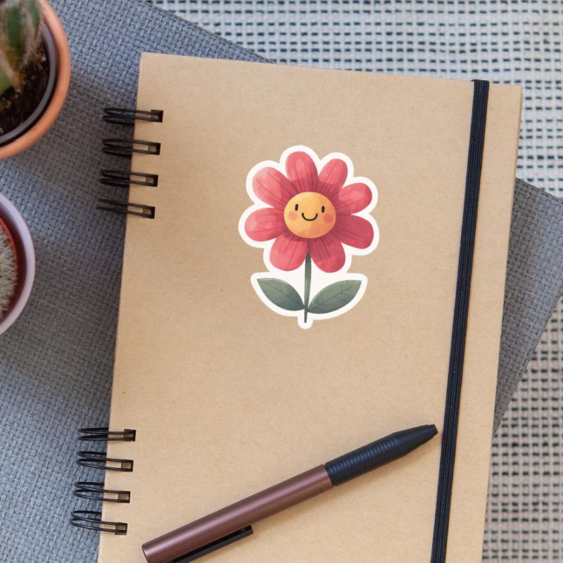 Conception de dessin animé de fleur drôle – Happy Blossom Sticker taille S (10 x 10 cm)