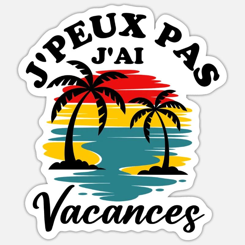 Vacances plage t - Sticker taille S (10 x 10 cm) - blanc mat