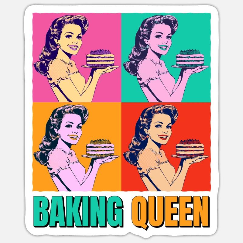 Backen Torte Backkönigin Backfee Bäckerin Pop Art Sticker Größe S (10 x 10 cm)