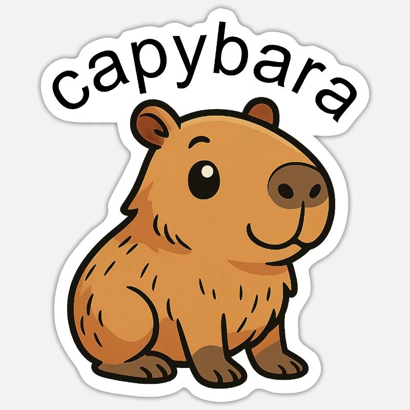 Mignon Dessin Animé Capybara, mignon et cool - Sticker taille S (10 x 10 cm) - blanc mat
