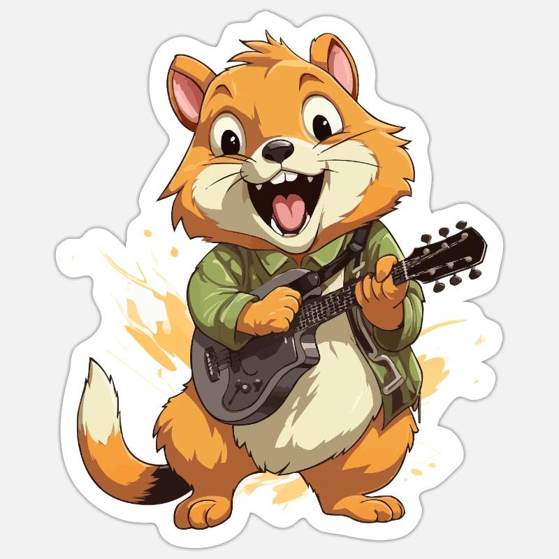 Harmonische Eichhörnchen-Serenade - Sticker Größe S (10 x 10 cm) - Mattweiß