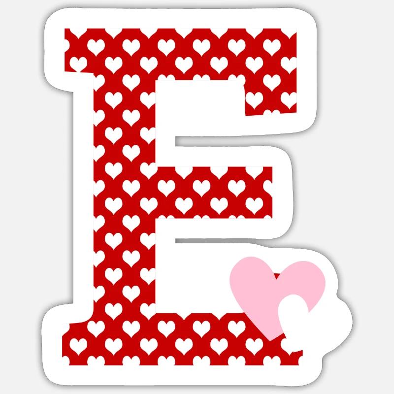 Letter E heart - Sticker size S (10 x 10 cm) - white matte