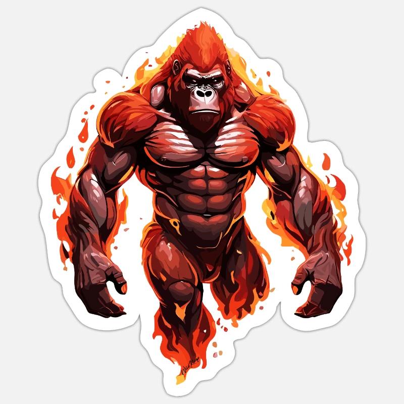 Gorilla - Sticker Größe S (10 x 10 cm) - Mattweiß