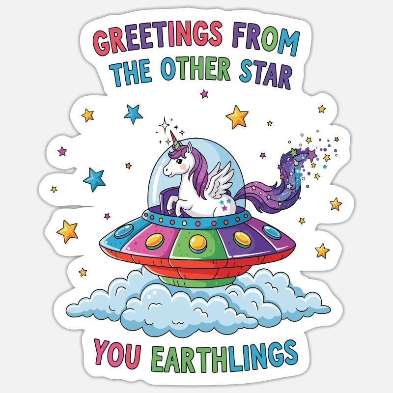 Licorne vue de l’espace Sticker taille S (10 x 10 cm)