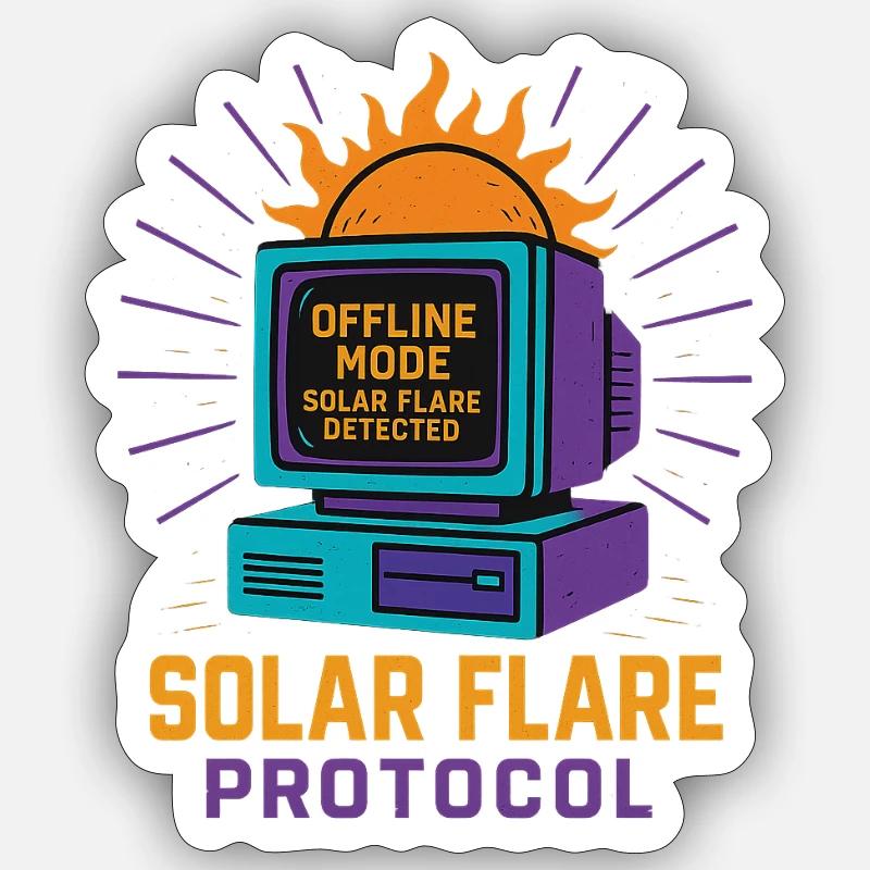 Retro Tech Solar Flare Protocol Tee Sticker size S (10 x 10 cm)