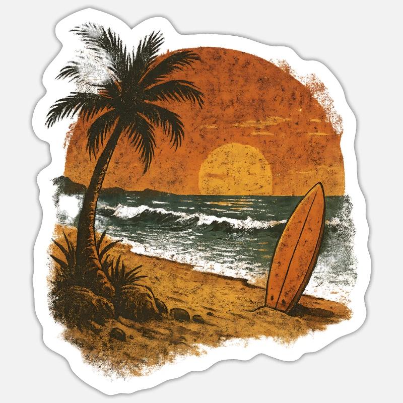 Palm Beach Surfboard - Sticker size S (10 x 10 cm) - white matte