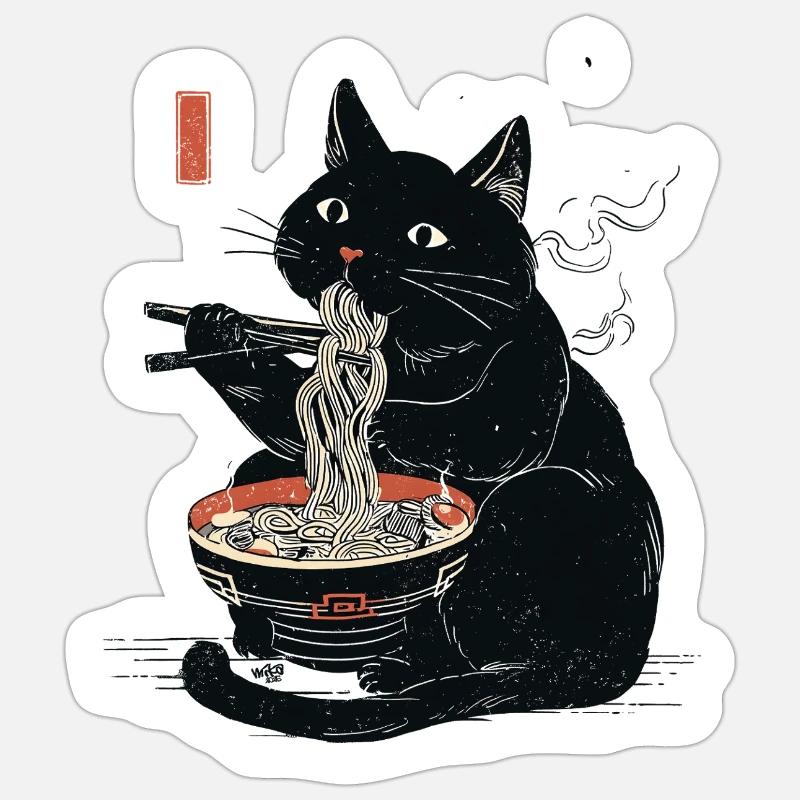 Ramen Kitty Sticker Größe S (10 x 10 cm)