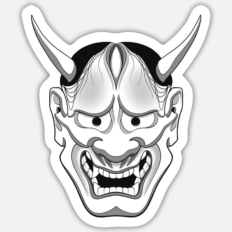 Hannya mask - Sticker taille S (10 x 10 cm) - blanc mat