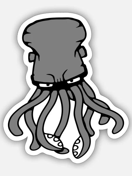 Oktopus Kraken Tintenfisch Kopffüßer Riesenkalmar - Sticker Größe S (10 x 10 cm) - Mattweiß