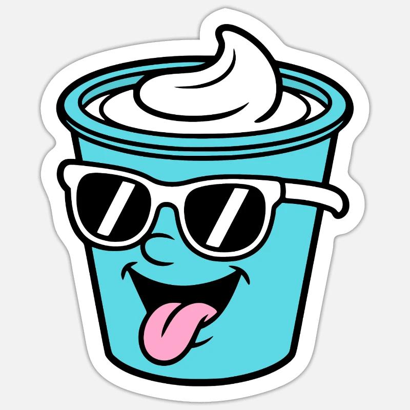 Becher Crème Frech Joghurt Rahm Sahne Eis Pudding Sticker Größe S (10 x 10 cm)