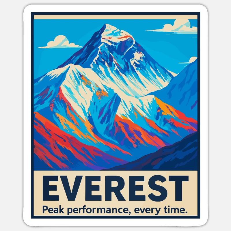 Everest – Peak Performance - Sticker Größe S (10 x 10 cm) - Mattweiß