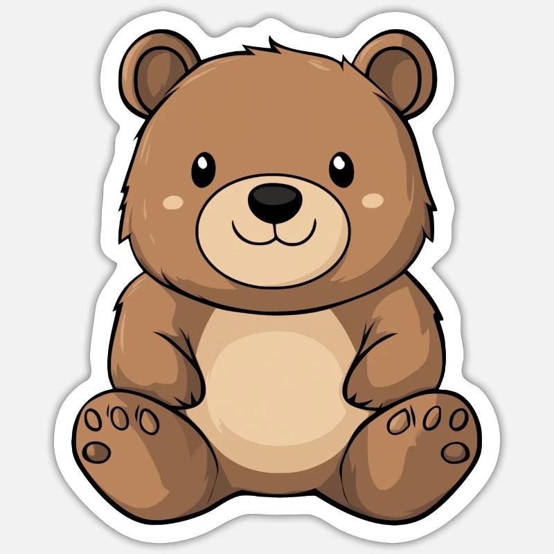 petit ours mignon - Sticker taille S (10 x 10 cm) - blanc mat
