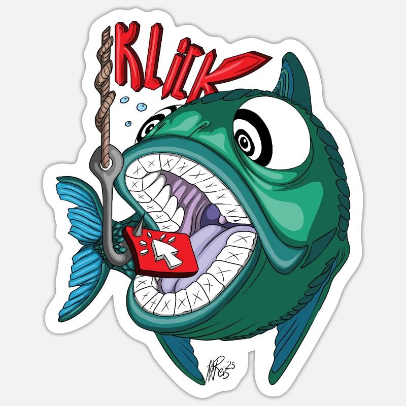 Click Bait - Sticker size S (10 x 10 cm) - white matte