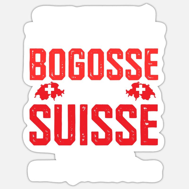 Bogosse et suisse - Sticker taille S (10 x 10 cm) - blanc mat