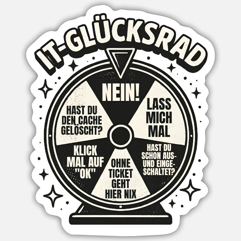 IT Support Glücksrad Service Desk IT Helpdesk Sticker Größe S (10 x 10 cm)