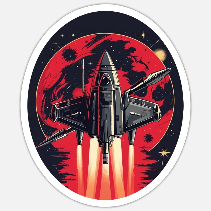 Raumschiff Planet Sticker Größe S (10 x 10 cm)