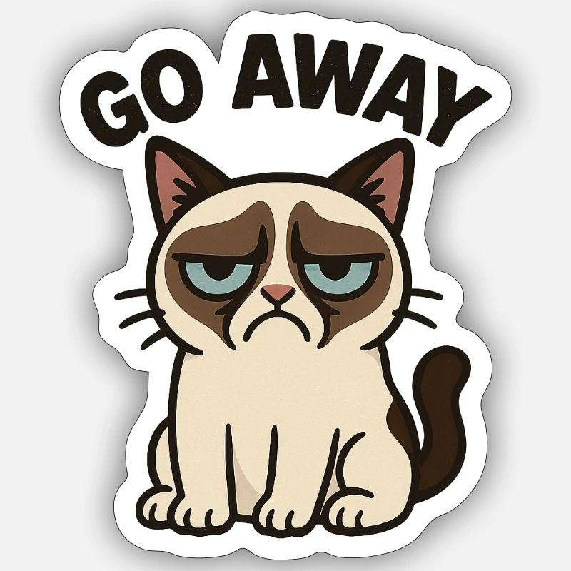 Chat de mauvaise humeur - Sticker taille S (10 x 10 cm) - blanc mat