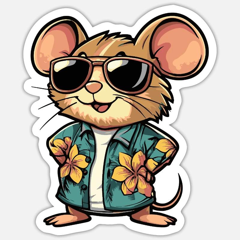 Maus Comic Urlaub - Sticker Größe S (10 x 10 cm) - Mattweiß