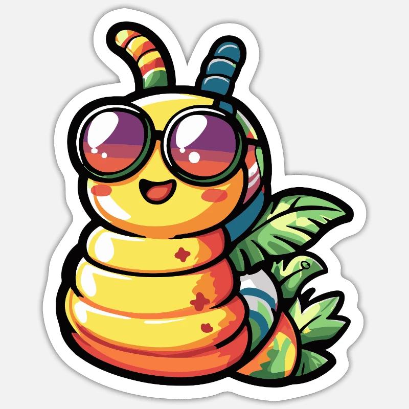 Worm Comic Holiday Sticker taille S (10 x 10 cm)