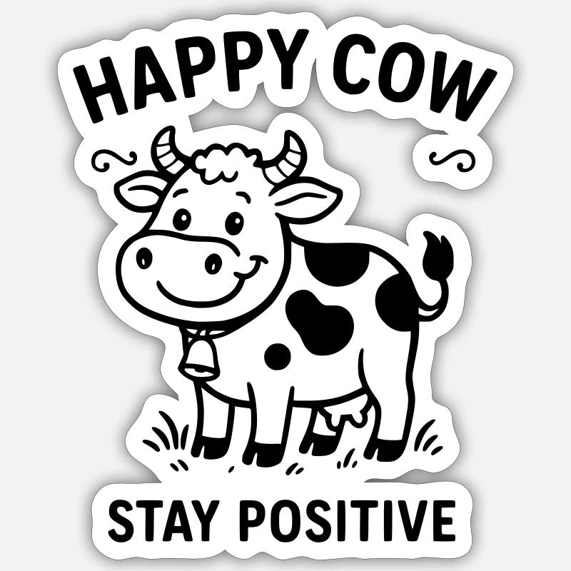 happycow - Sticker Größe S (10 x 10 cm) - Mattweiß