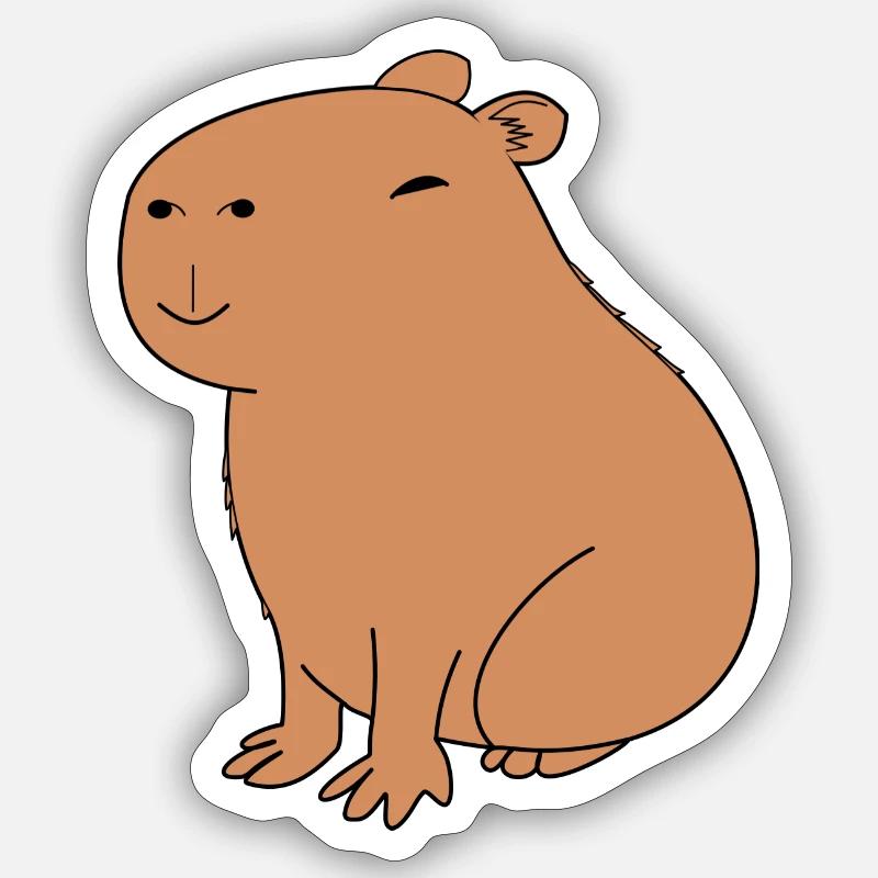 Capybara heureux - Sticker taille S (10 x 10 cm) - blanc mat