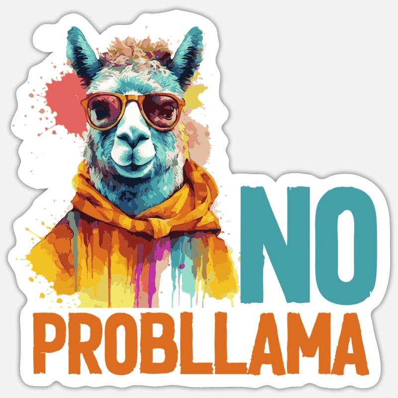No problem Lama Sticker size S (10 x 10 cm)