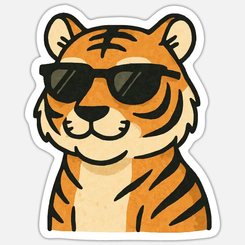 tiger comic - Sticker Größe S (10 x 10 cm) - Mattweiß