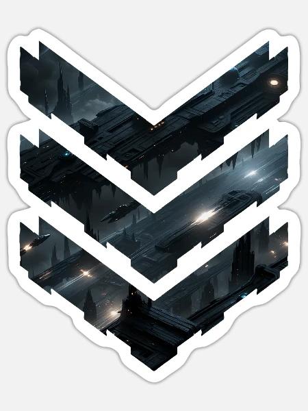 Futuristische Sci-Fi-Raumstationsschichten – Dark City - Sticker Größe S (10 x 10 cm) - Mattweiß