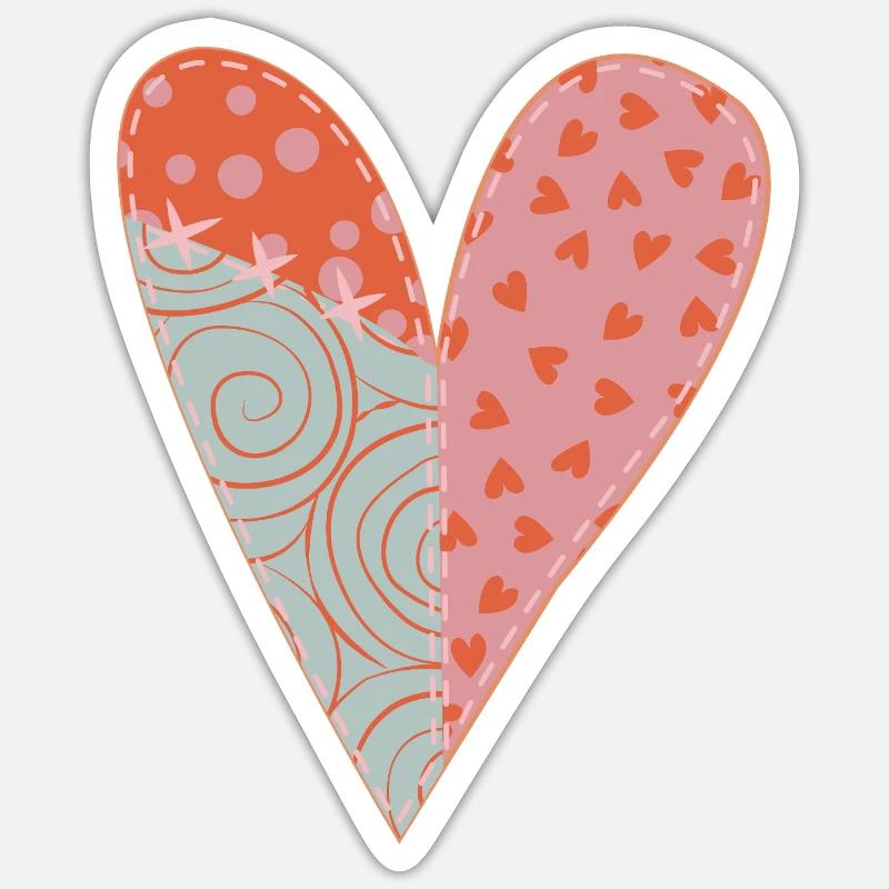 Patchwork Herz Nr. 1 - Sticker Größe S (10 x 10 cm) - Mattweiß