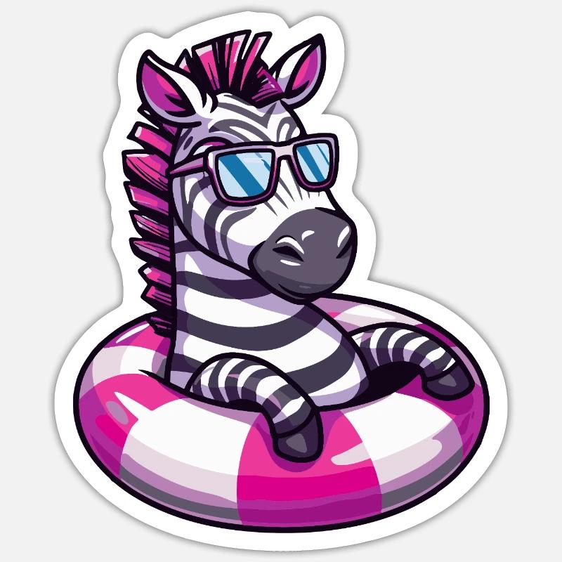 Zebra Comic Cool - Sticker Größe S (10 x 10 cm) - Mattweiß