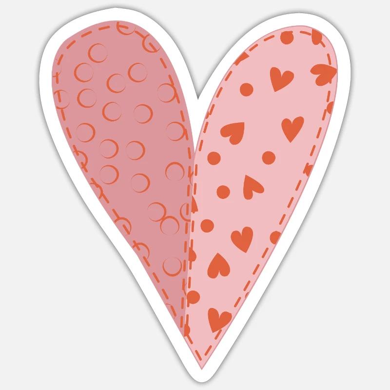 Coeur Patchwork No9 - Sticker taille S (10 x 10 cm) - blanc mat