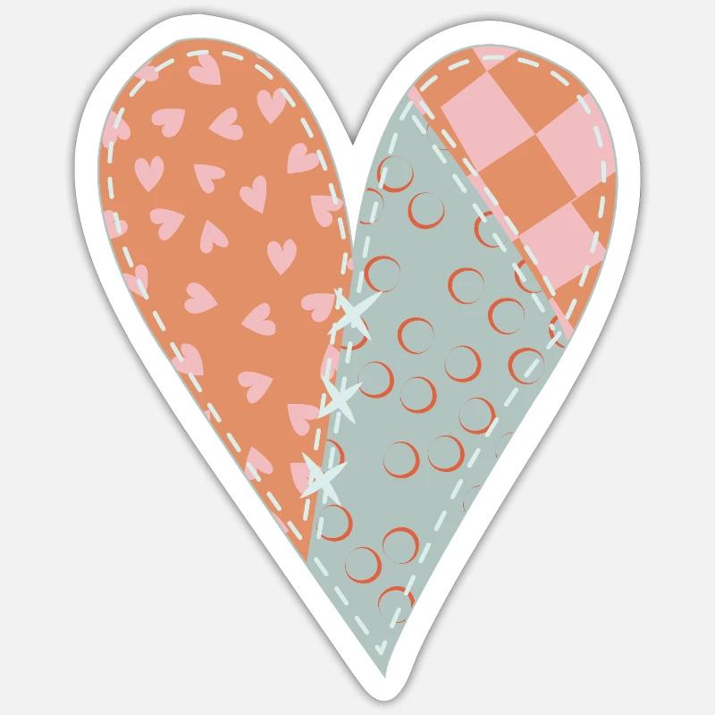 Patchwork Heart No8 - Sticker size S (10 x 10 cm) - white matte