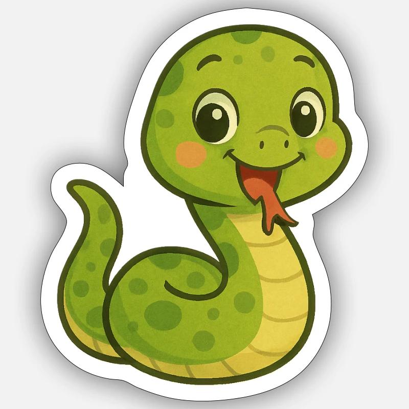 Snake with a friendly face - Sticker size S (10 x 10 cm) - white matte