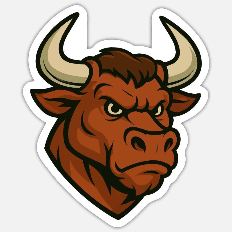 Bande dessinée Taurus Head - Sticker taille S (10 x 10 cm) - blanc mat