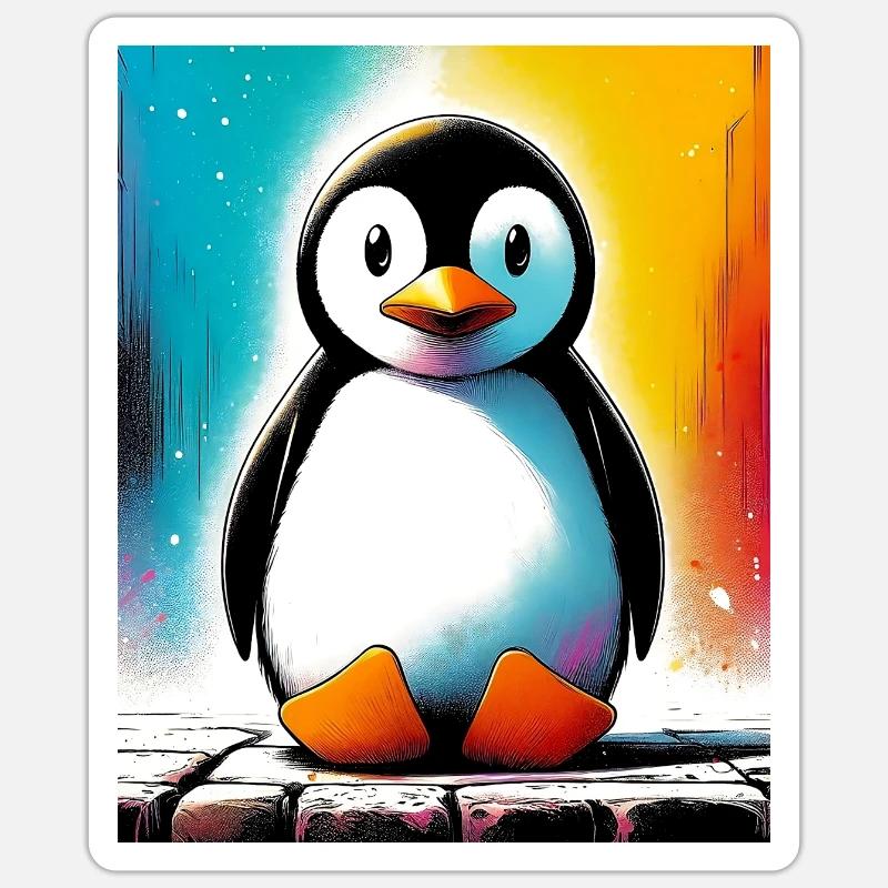 Pinguin - Sticker Größe S (10 x 10 cm) - Mattweiß