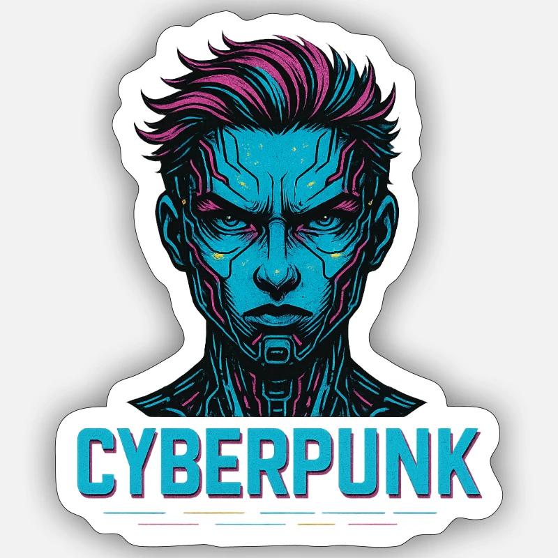 Conception d’avatar numérique cyberpunk Sticker taille S (10 x 10 cm)