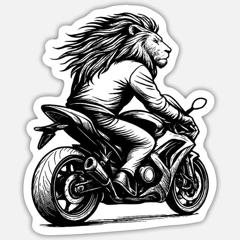 Lio as a biker - Sticker size S (10 x 10 cm) - white matte
